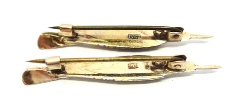 Pair of Antique 9ct Yellow Gold DART Brooches c.1900