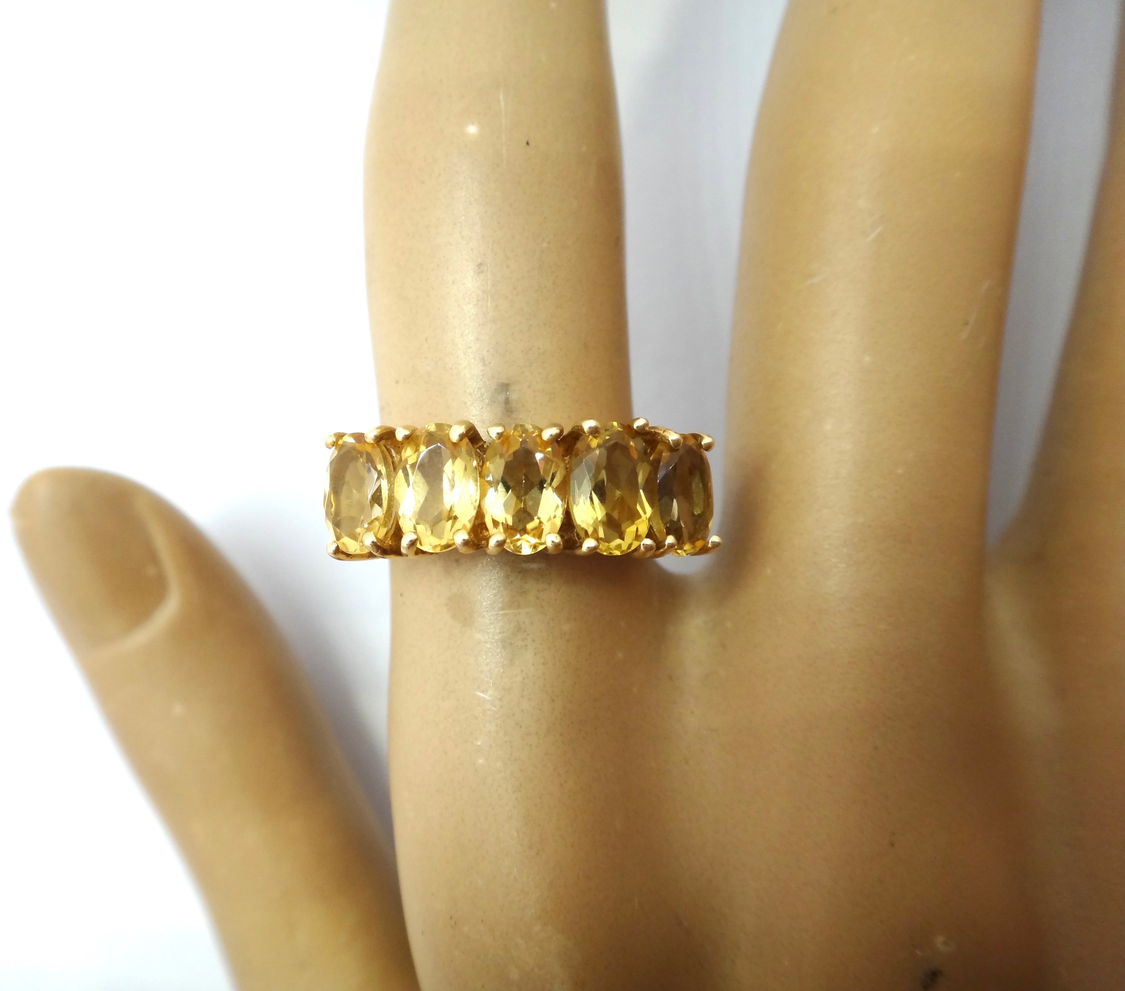 10CT Yellow GOLD & 5 Stone Citrine Ring