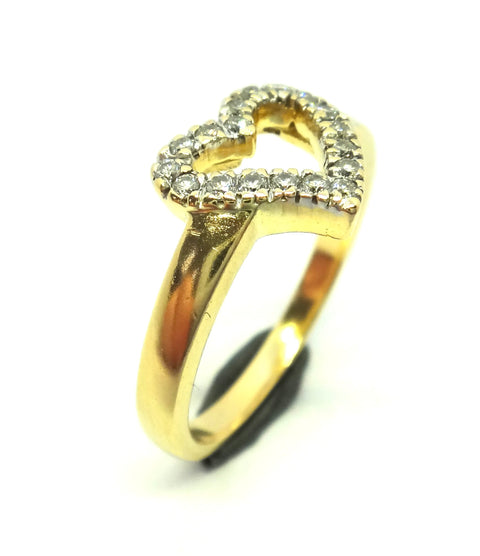 18CT Yellow GOLD & Diamond Heart Shaped Ring