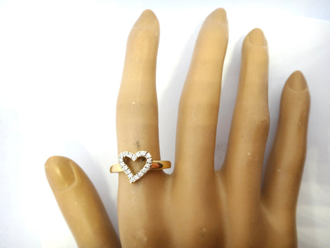 18CT Yellow GOLD & Diamond Heart Shaped Ring