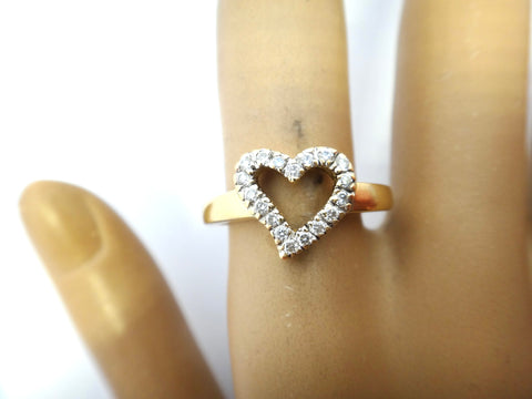 18CT Yellow GOLD & Diamond Heart Shaped Ring