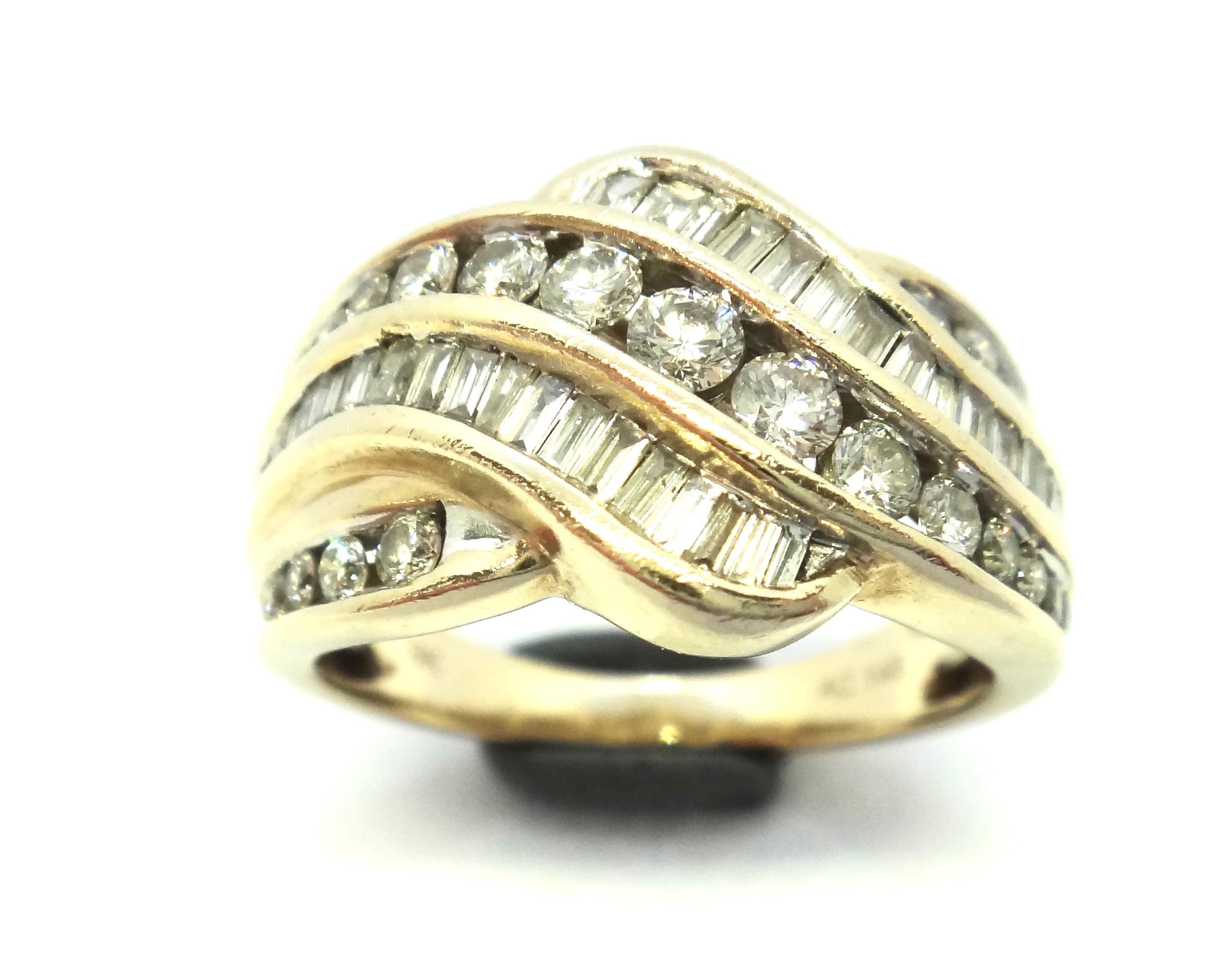 9CT Yellow GOLD, Baguette & Brilliant Cut DIAMOND Cluster Ring VAL $4,600