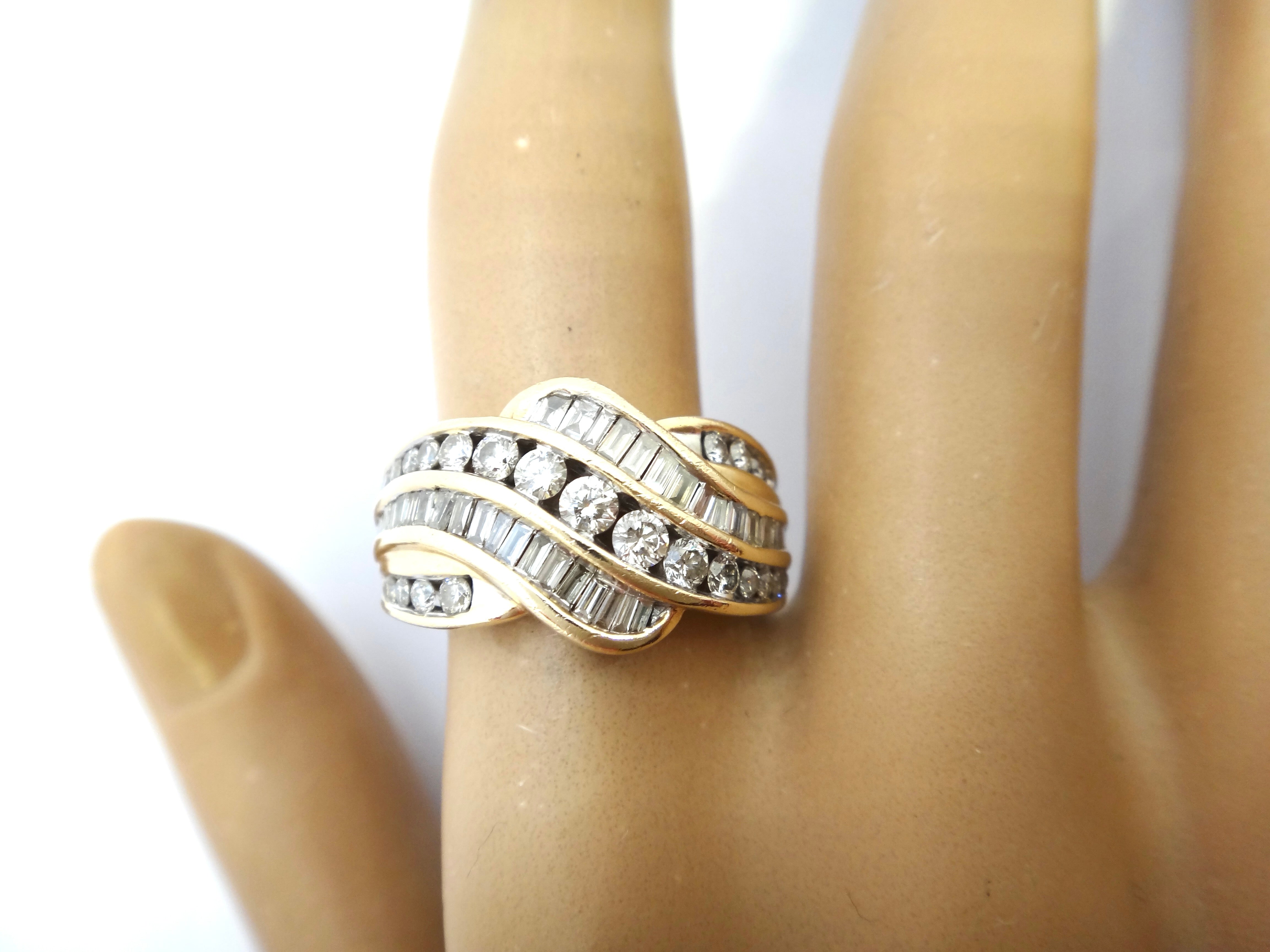 9CT Yellow GOLD, Baguette & Brilliant Cut DIAMOND Cluster Ring VAL $4,600