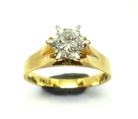 18CT Yellow GOLD & RBC Diamond Solitaire Ring VAL $4,900