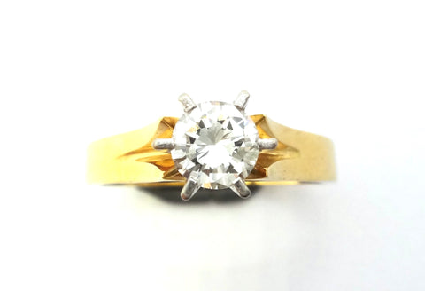 18CT Yellow GOLD & RBC Diamond Solitaire Ring VAL $4,900