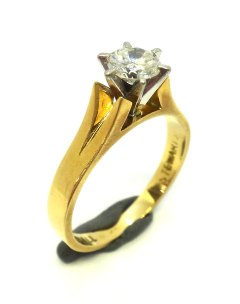 18CT Yellow GOLD & RBC Diamond Solitaire Ring VAL $4,900