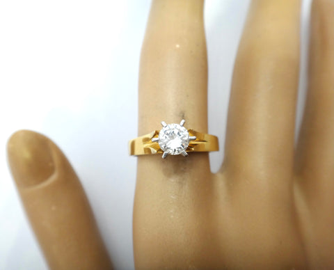 18CT Yellow GOLD & RBC Diamond Solitaire Ring VAL $4,900