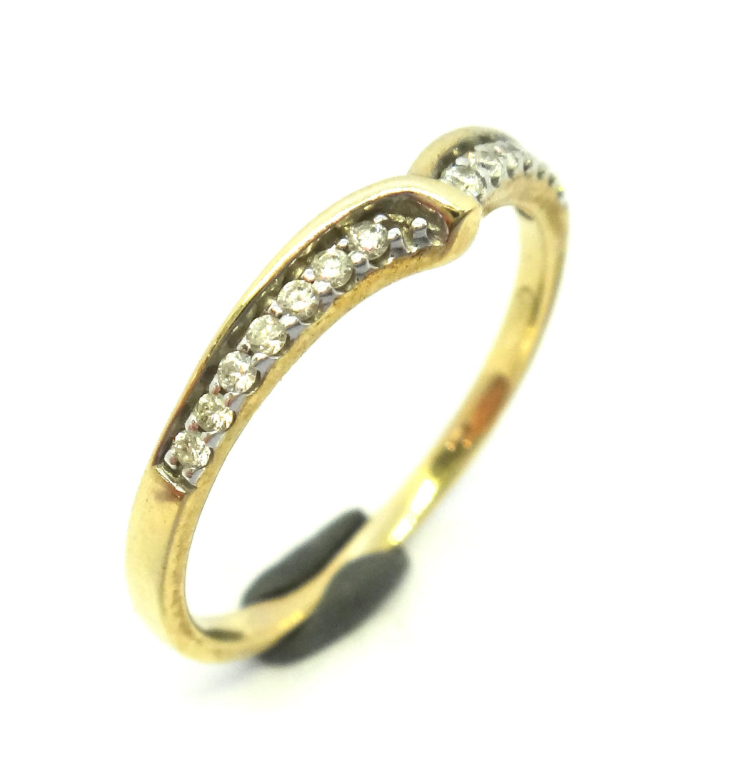 9CT Yellow Gold & Diamond Wishbone Ring