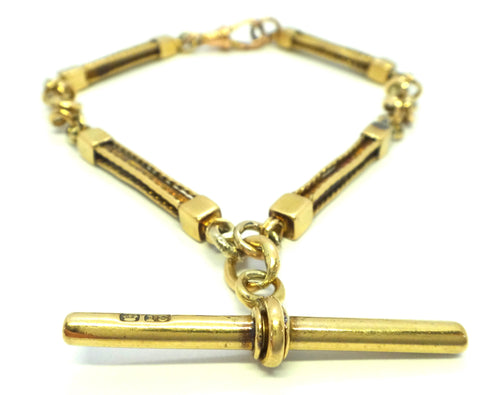 ANTIQUE 18ct Yellow GOLD Albert Chain Bracelet with T-Bar