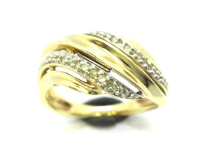 9ct GOLD & Diamond Crossover Ring
