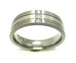 Mens 9ct White Gold, TITANIUM & Diamond Ring