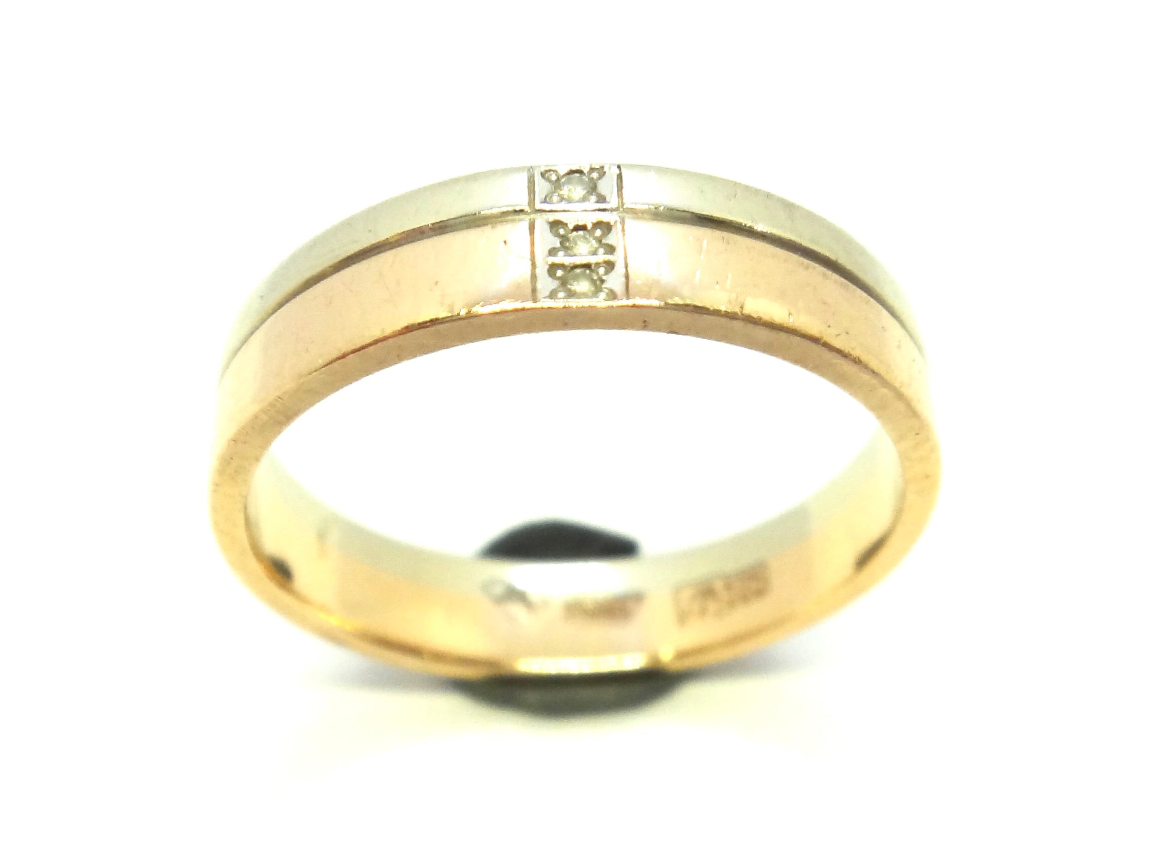 14ct Rose & White GOLD, Diamond Set Band Ring