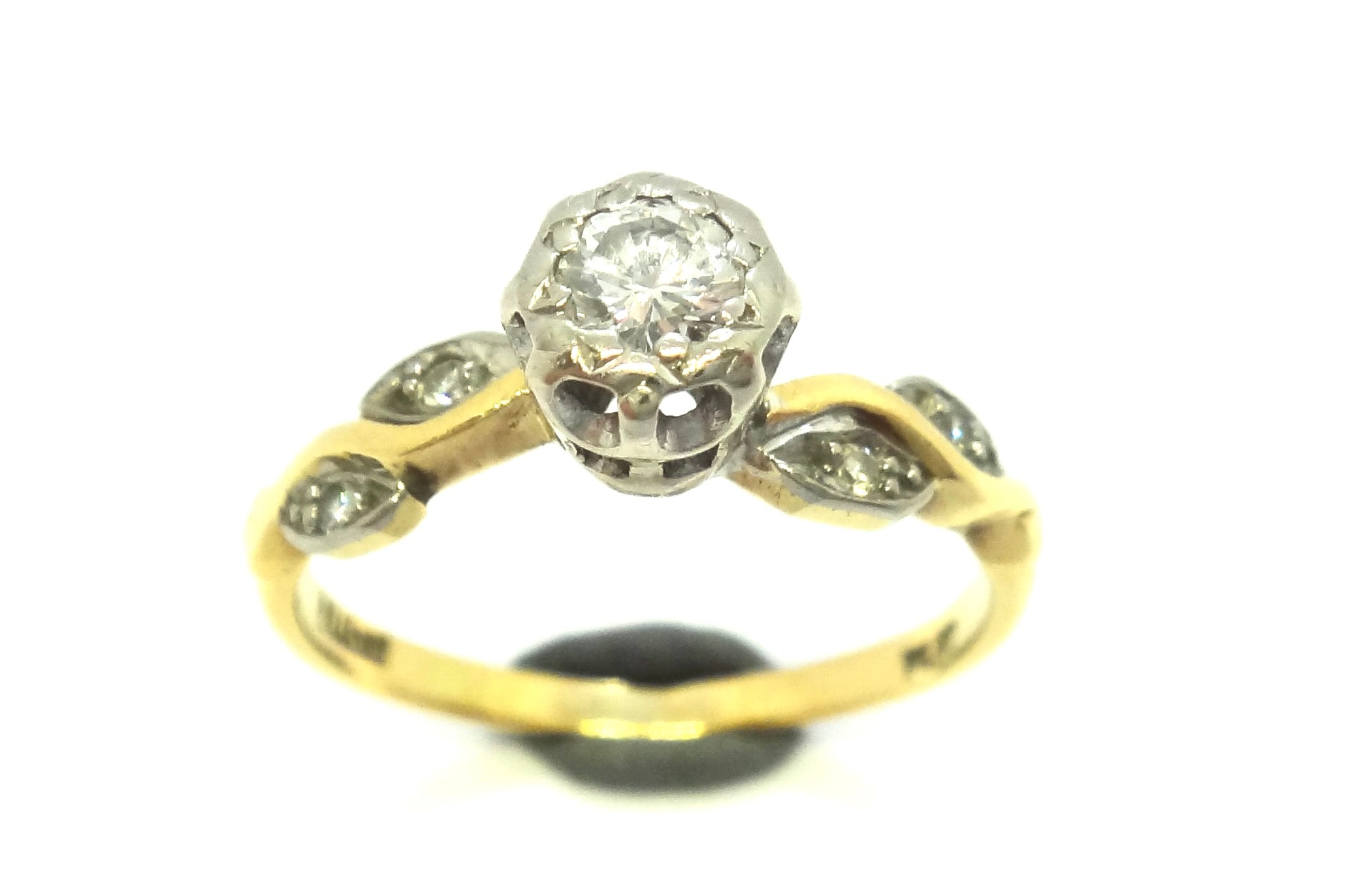 ANTIQUE Platinum, 18ct Yellow GOLD & Diamond Ring