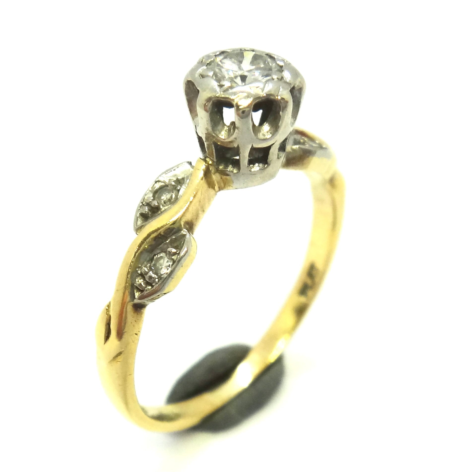 ANTIQUE Platinum, 18ct Yellow GOLD & Diamond Ring