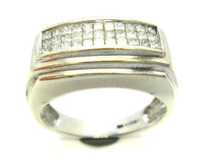 Mens 14ct White GOLD & Princess Cut Diamond Ring VAL $3,300