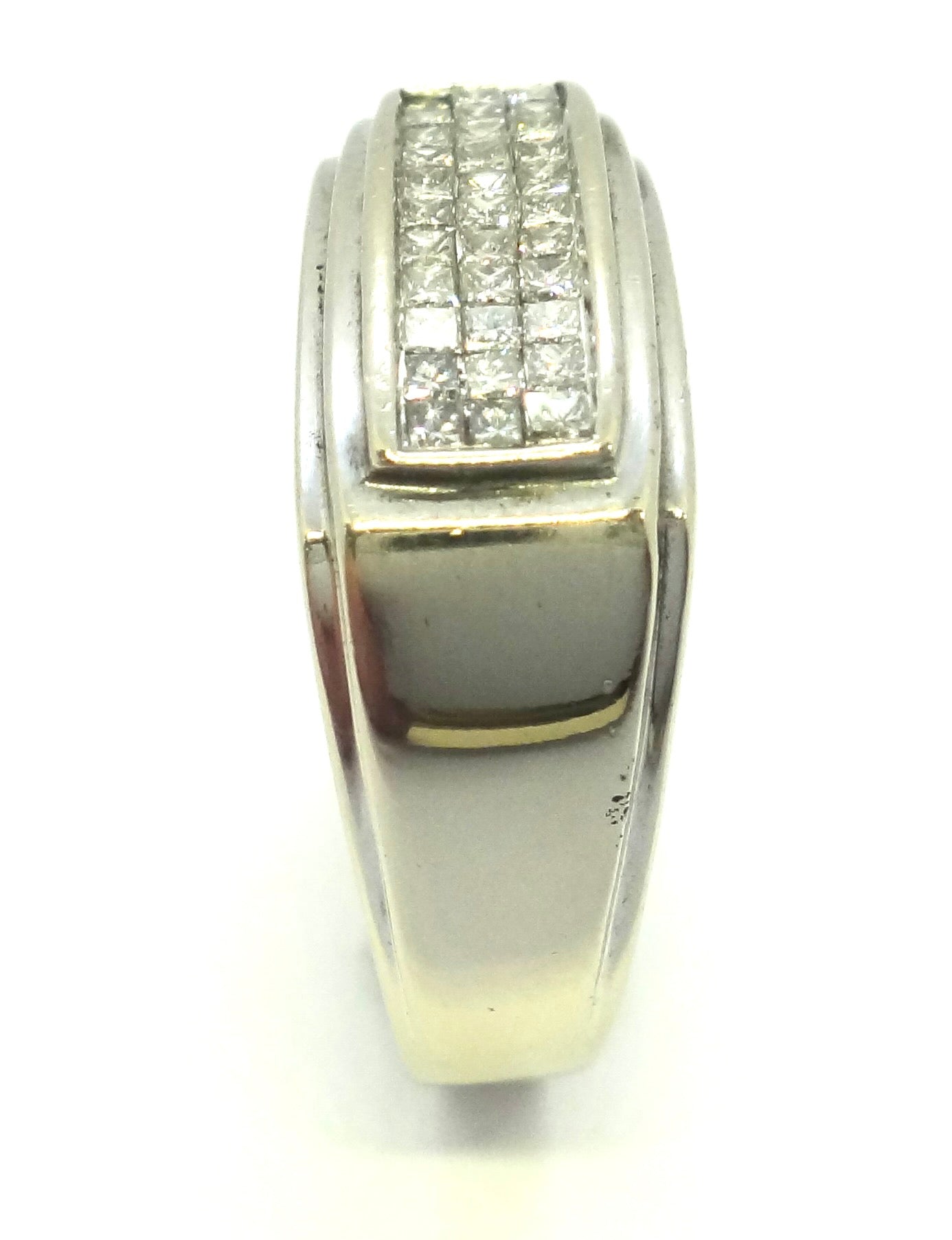 Mens 14ct White GOLD & Princess Cut Diamond Ring VAL $3,300