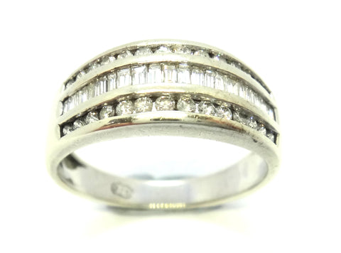 9CT White GOLD, Brilliant & Baguette Cut Band Ring