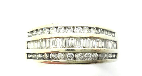 9CT White GOLD, Brilliant & Baguette Cut Band Ring