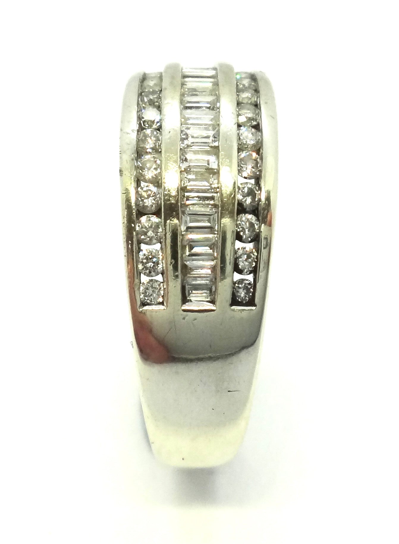 9CT White GOLD, Brilliant & Baguette Cut Band Ring