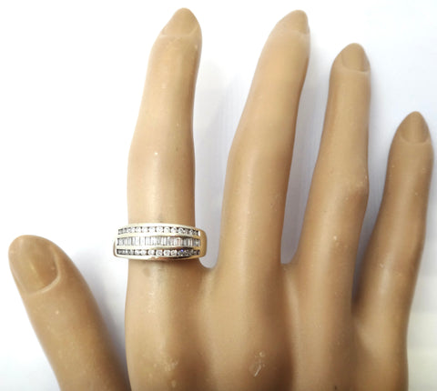 9CT White GOLD, Brilliant & Baguette Cut Band Ring