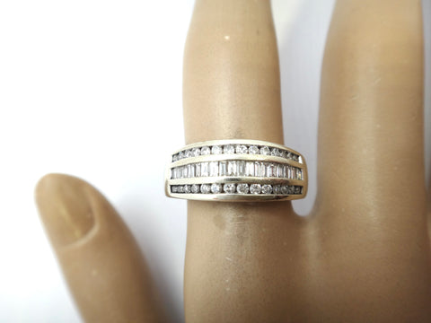 9CT White GOLD, Brilliant & Baguette Cut Band Ring