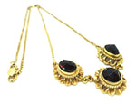 14CT Yellow GOLD 3 Stone Garnet Necklace
