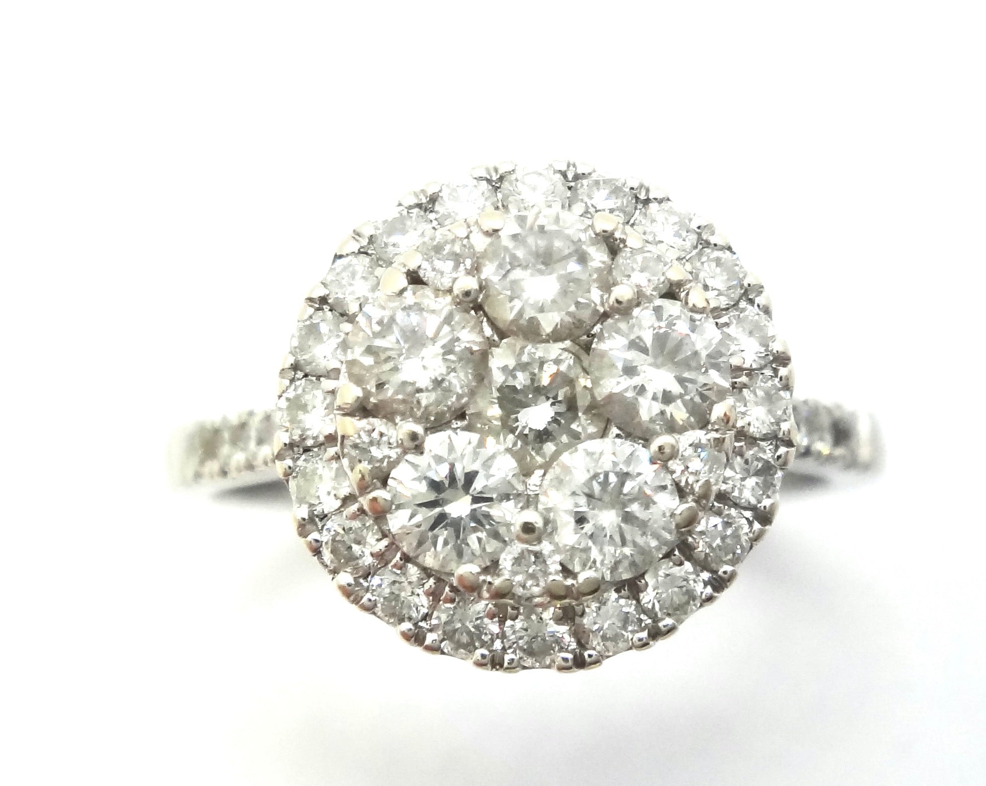 14CT White GOLD & RBC Diamond Cluster Ring VAL $3,950