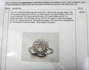 14CT White GOLD & RBC Diamond Cluster Ring VAL $3,950