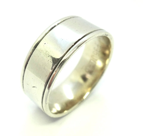 Wide 9CT White GOLD Band Ring