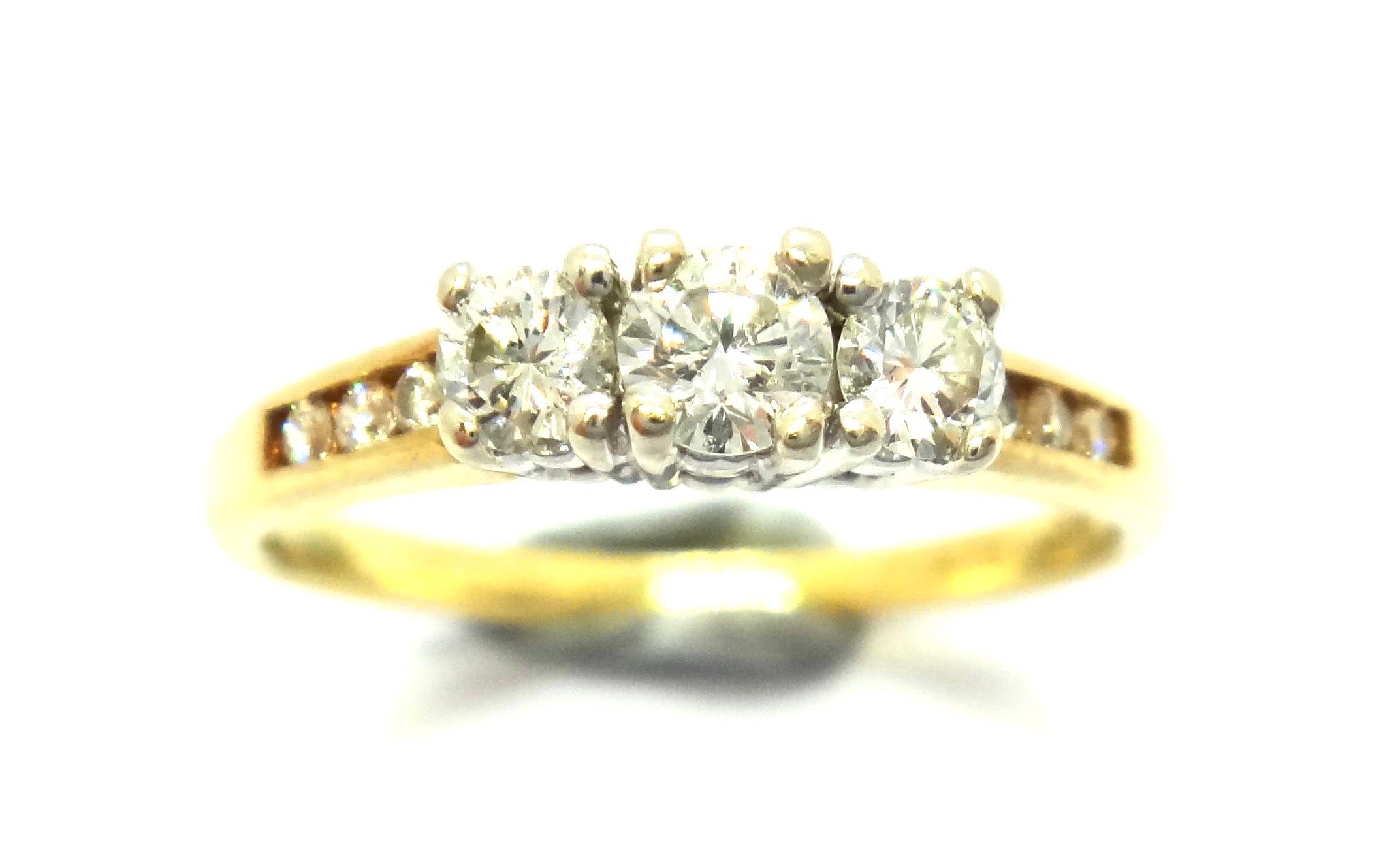 18CT Yellow GOLD & 3 Stone Diamond Ring VAL $2,180