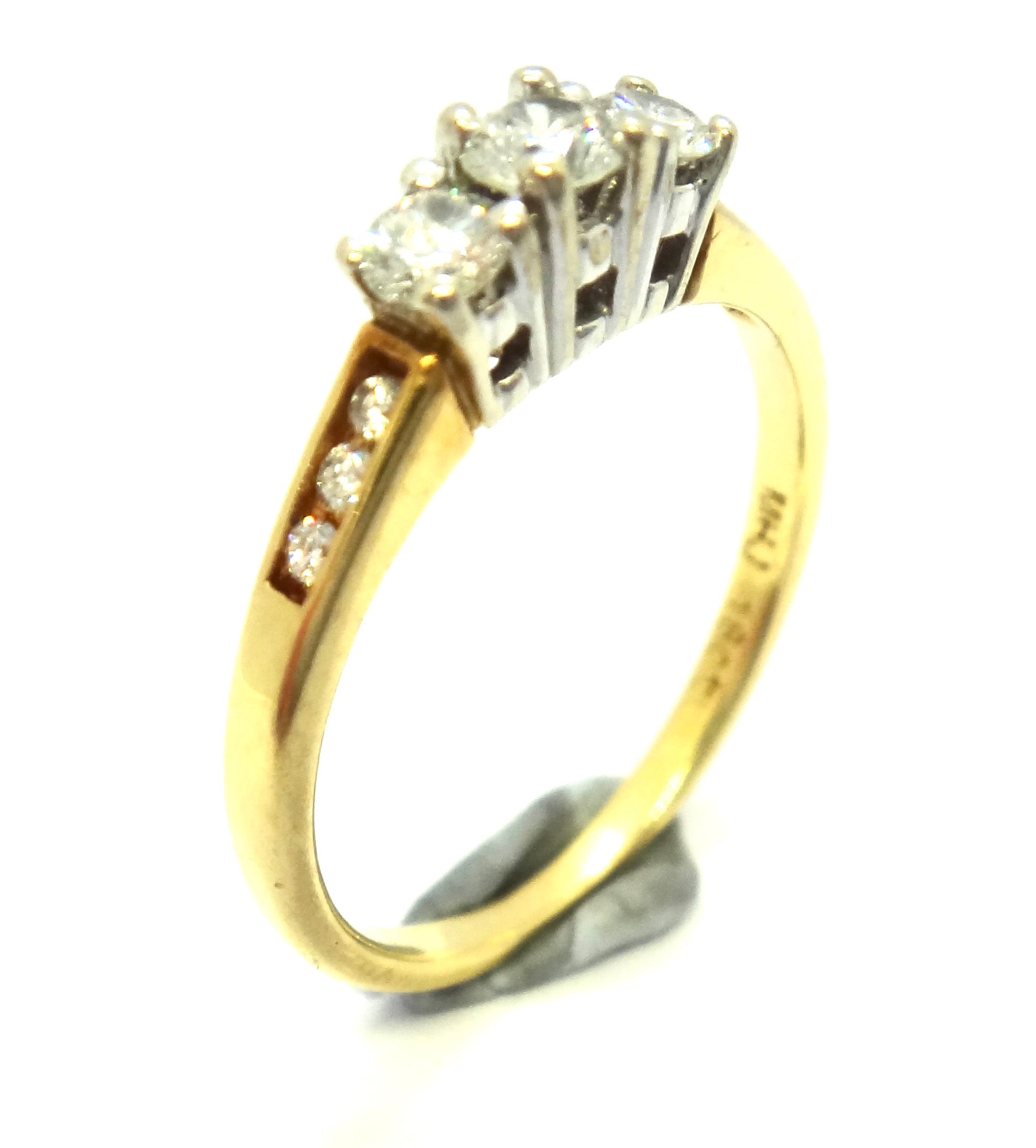 18CT Yellow GOLD & 3 Stone Diamond Ring VAL $2,180