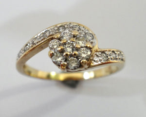 9CT Gold & Diamond Flower Head Style Ring