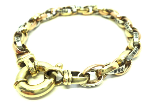 9ct White, Rose & Yellow GOLD, CZ Set Bracelet