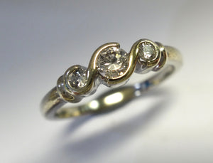 9CT Gold & 3 Stone Diamond Ring
