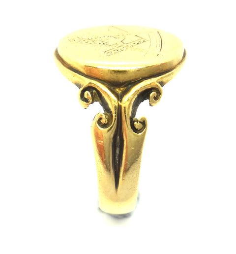 ANTIQUE 18ct Yellow Gold MASONIC Signet Ring, Chester c.1908