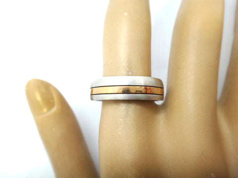 Brushed 9ct White & Yellow GOLD Band Ring