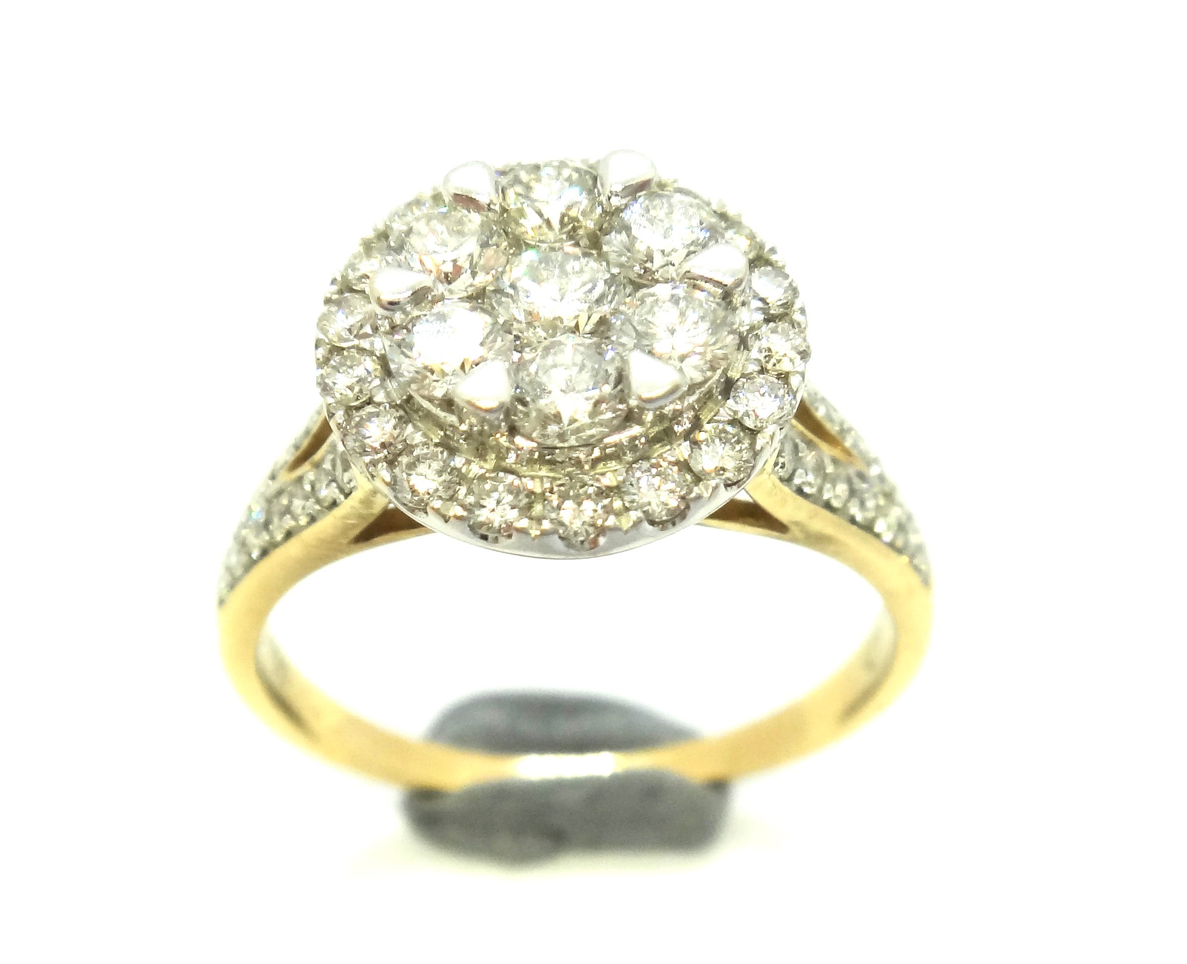 18ct Yellow GOLD & Multi Diamond Cluster Ring, VAL $4,850