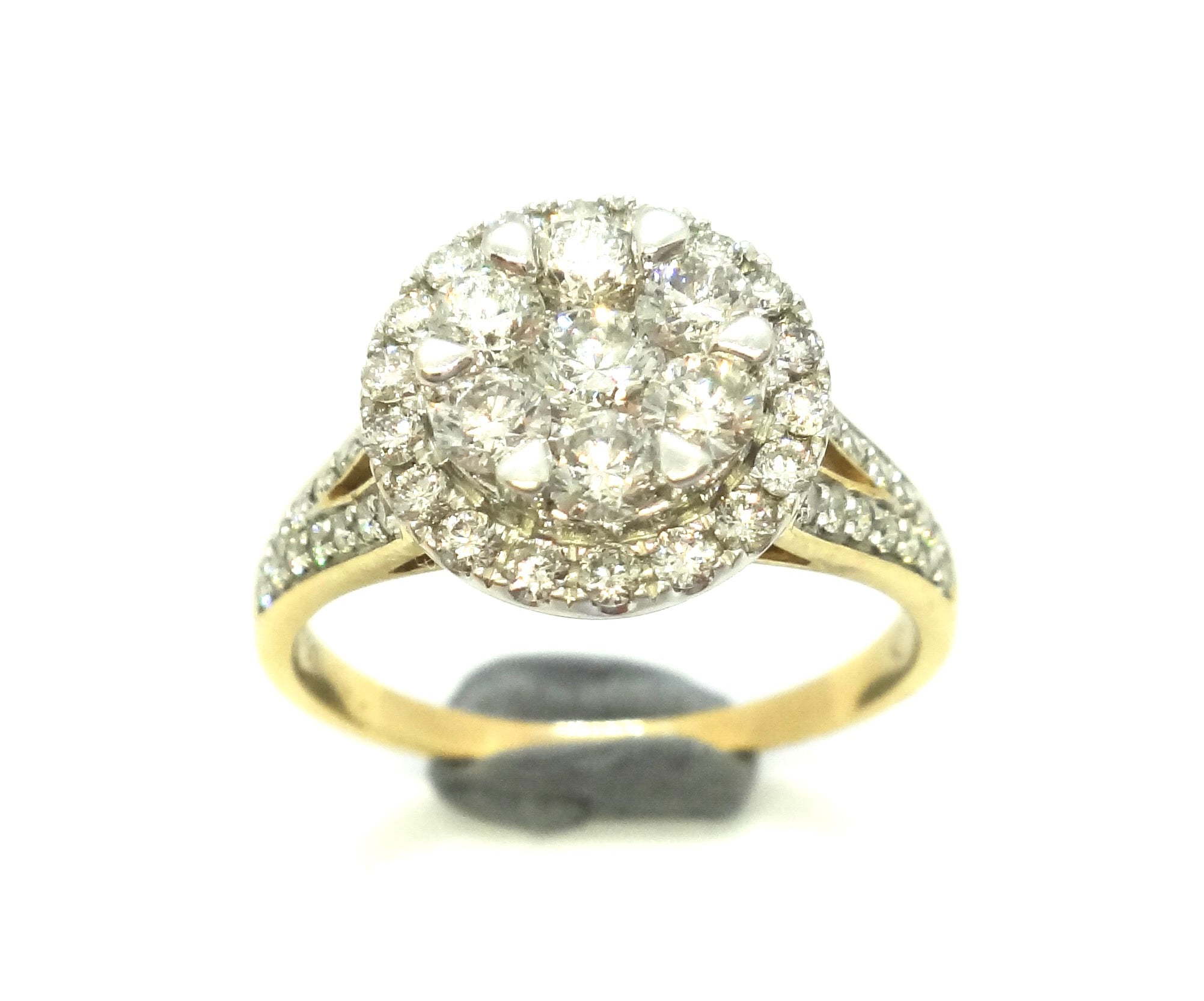 18ct Yellow GOLD & Multi Diamond Cluster Ring, VAL $4,850