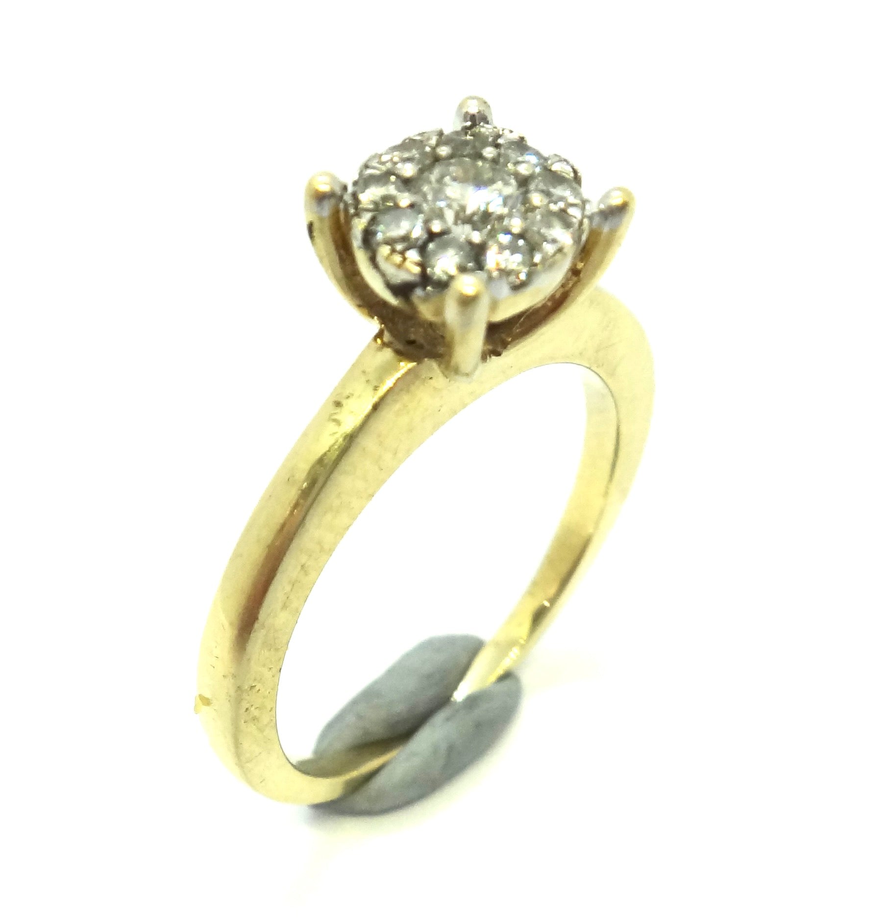 9ct Yellow GOLD & Multi RBC Diamond Cluster Ring