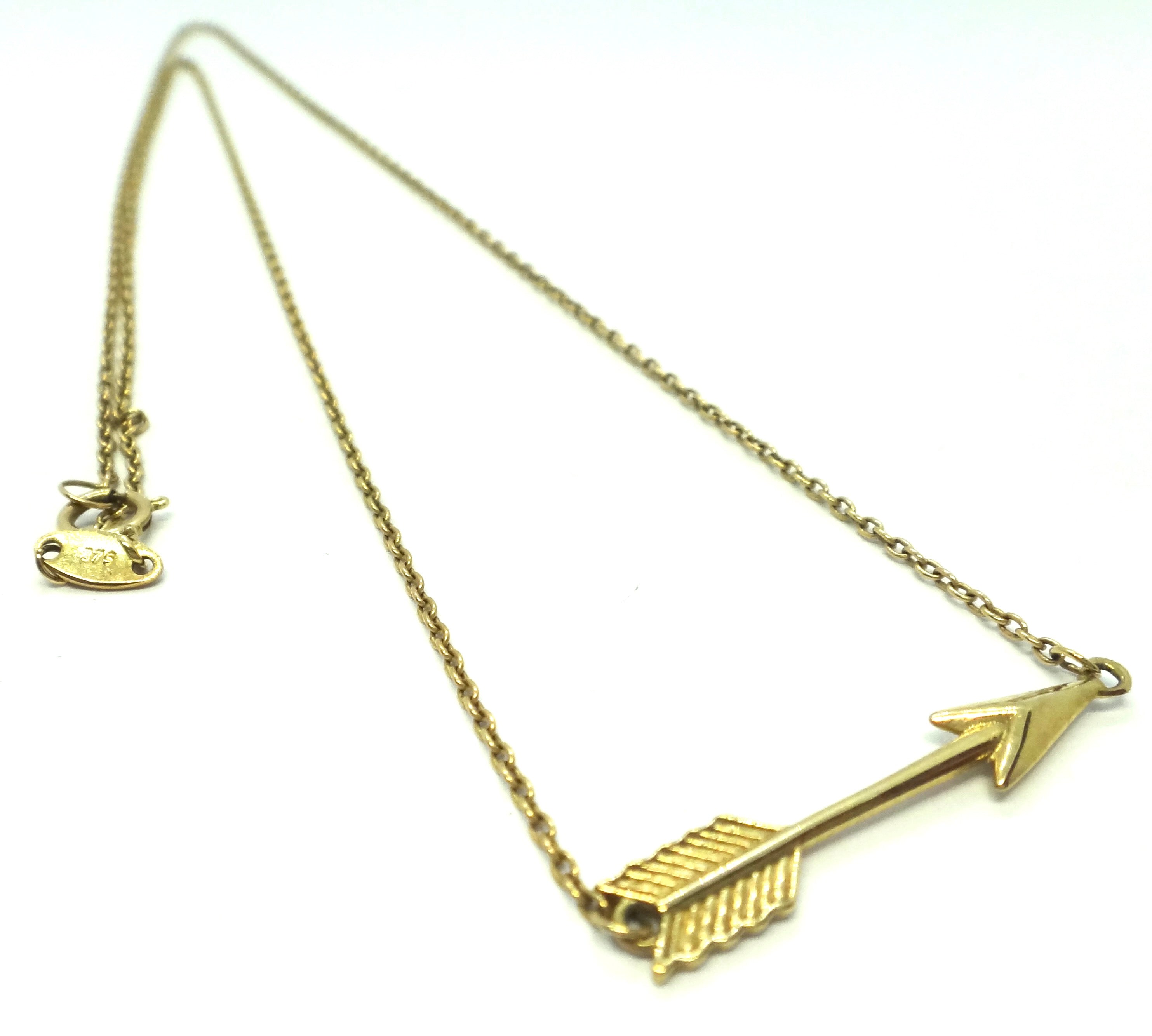 9ct Yellow GOLD Arrow Necklace