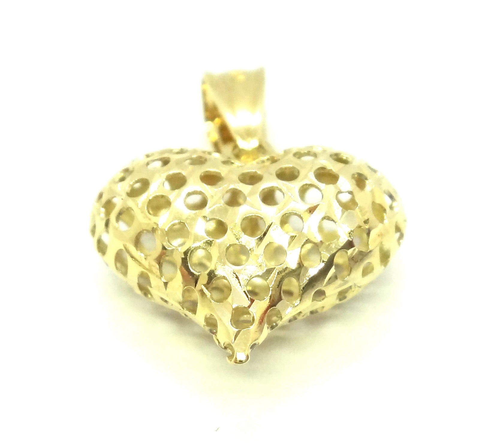 9ct Yellow GOLD, Open Engraved Puffy Heart Pendant