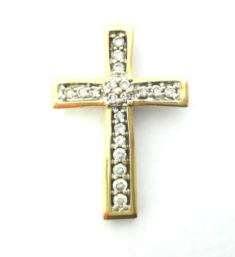 9ct Yellow GOLD & Diamond Cross Pendant