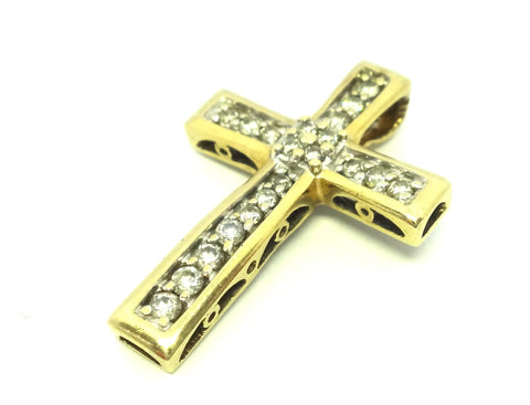 9ct Yellow GOLD & Diamond Cross Pendant