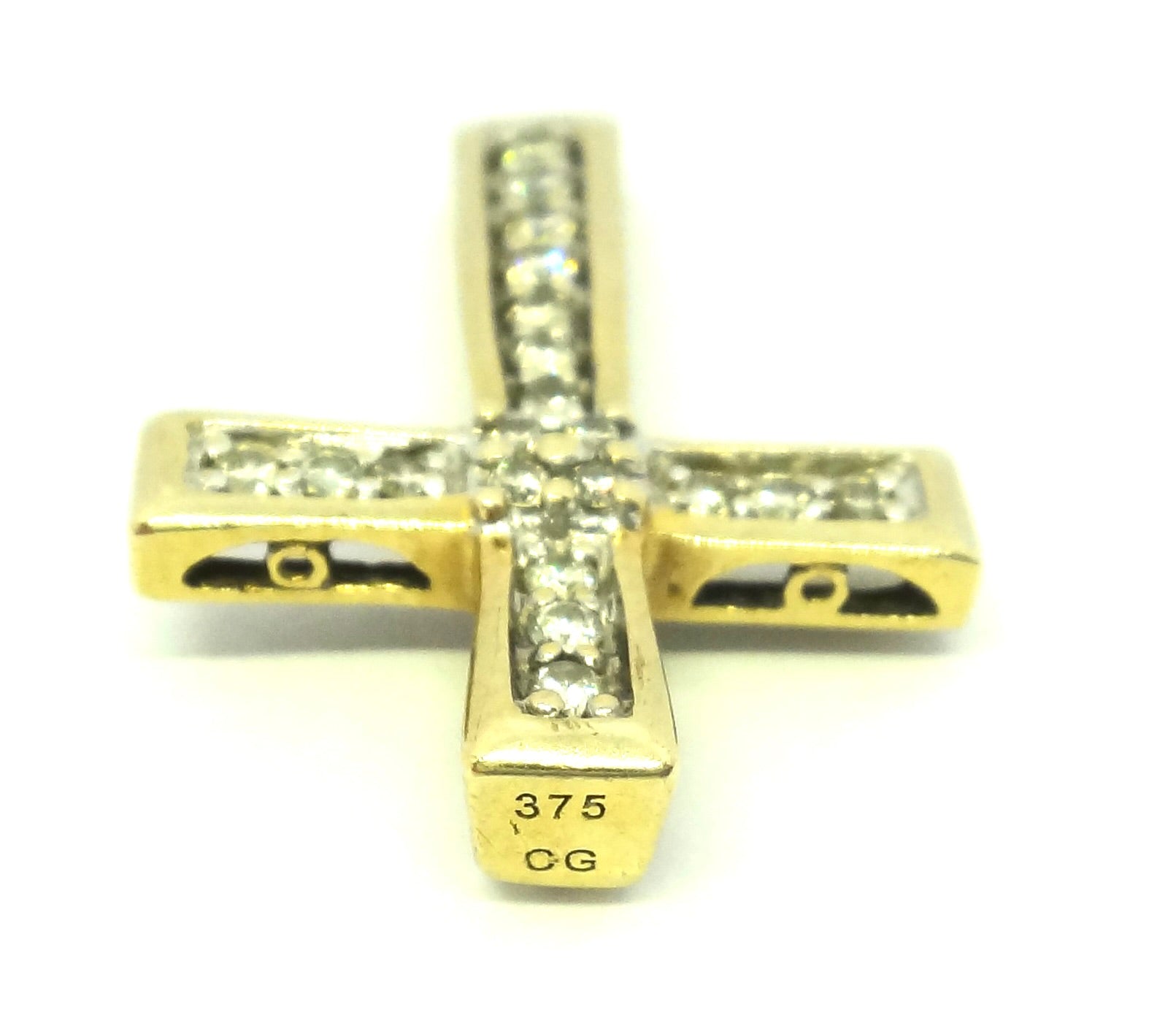 9ct Yellow GOLD & Diamond Cross Pendant