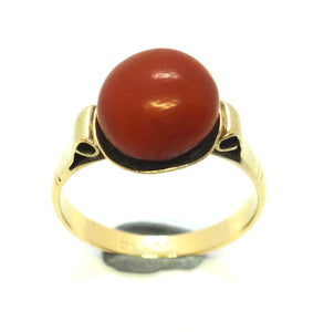 Antique 14ct Yellow GOLD & Coral Ring