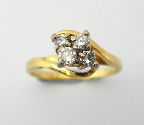 18CT Yellow GOLD & 4 Stone Diamond Ring