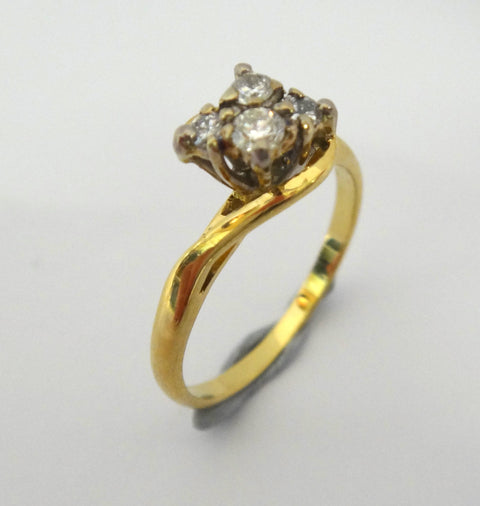 18CT Yellow GOLD & 4 Stone Diamond Ring