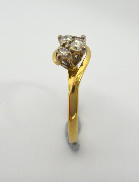 18CT Yellow GOLD & 4 Stone Diamond Ring