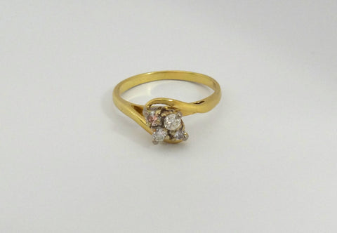 18CT Yellow GOLD & 4 Stone Diamond Ring