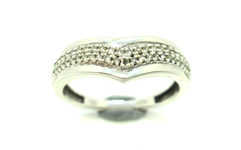 9ct White Gold & Diamond Wishbone Ring